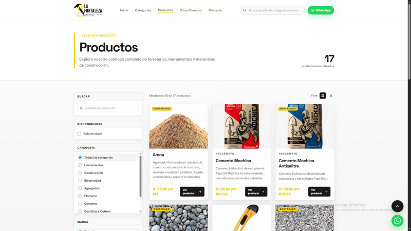 Catálogo de productos
