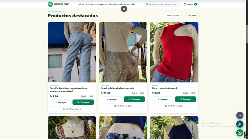 Catálogo de productos de Tumbes Chic